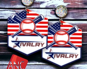 Custom Baseball Earrings - Show Your Team Spirit with Personalized Earrings - High School - College Football - Druzy Earrings - Earrings
