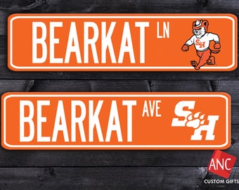 Custom Bearkat Street Road Sign METAL Sign 6"x24" Personalize it with your name, or Text SHSU - Sam Houston State University