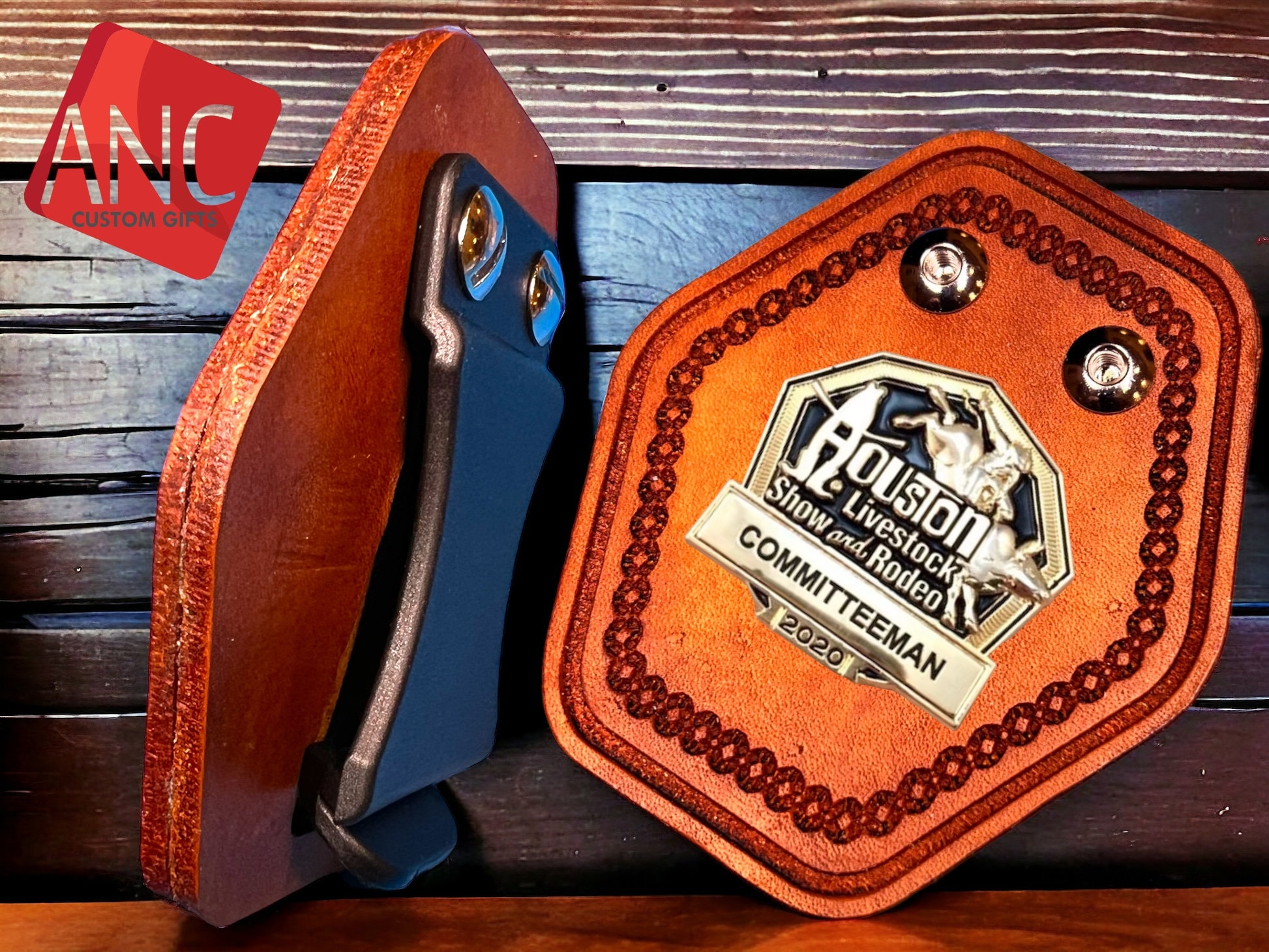 FLASH SALE! Leather Badge Holder - Personalized Rodeo Committee Badges - Custom Leather Houston Rodeo Badge Holder - HLSR -