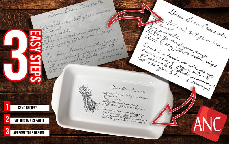 Personalized casserole pan Hand recipe etched Favorite image 2
