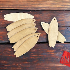 Unfinished Wood Surfboard Blanks - 1/8&quot; Thick Baltic Birch (3mm), Sanded, Perfect for Earrings & Jewelry Making - Variable Sizes available