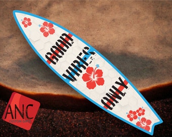 Good Vibes Surfboard Sign, Beach House Decor, Personalized Surf Sign, Swimming Pool Decor, Tiki Bar Sign, Beach Wedding