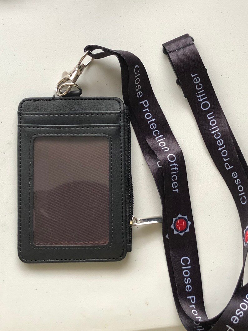 SIA Officer badged ID card holder and printed lanyard.