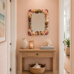 Seashell Encrusted rectangular  Mirror