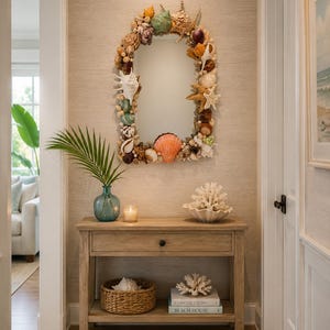 Seashell Encrusted rectangular  Mirror