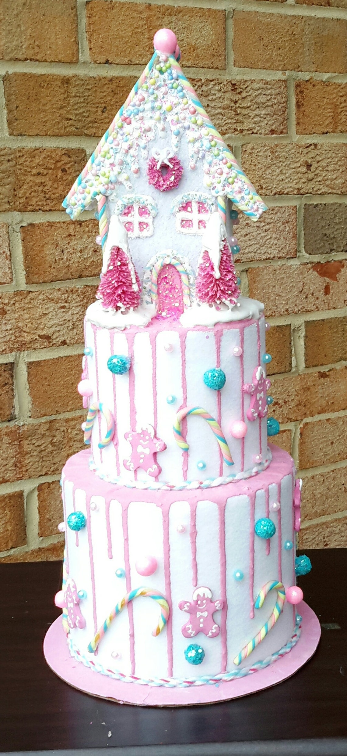 Candyland Pastel Gingerbread House Christmas Cake Centerpiece Etsy