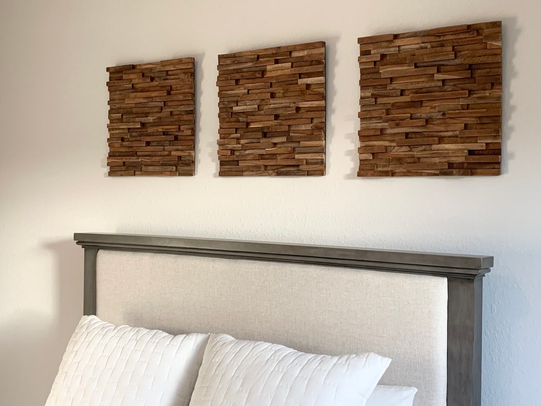 Teak Wood 3D Wall Decor Natural Stain Finish Etsy