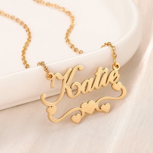 Silver Name Necklace Heart Necklace 