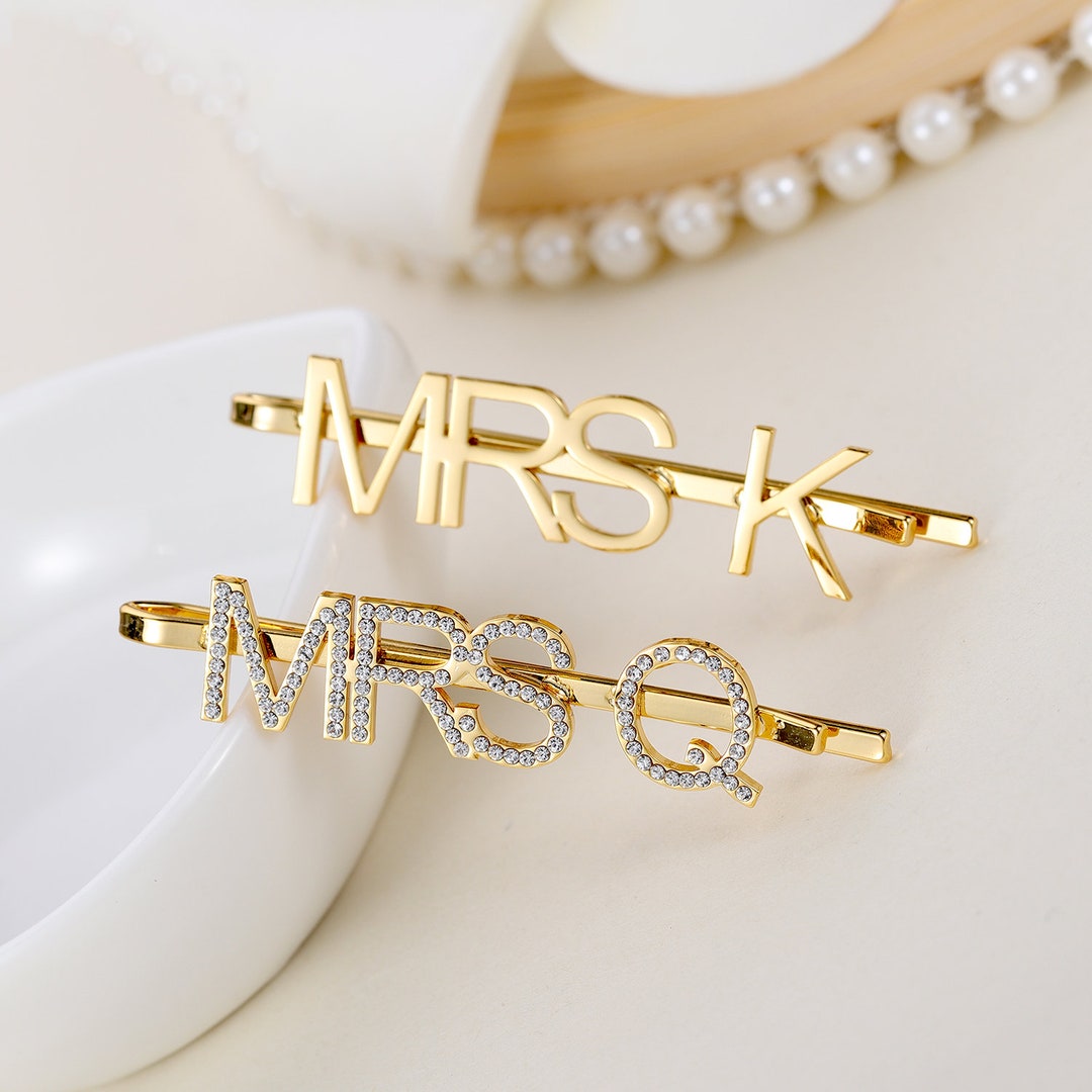 Letters Hair Clipmrs Gold Name Hairpinscustom Hair Clipname Etsy
