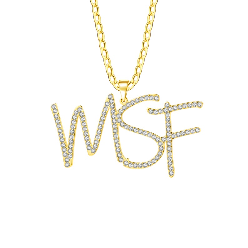 Fashion Custom Diamond Name Necklace,925 Sterling Silver Pendant Necklace,Personalized Natural Diamond Initial Necklace,Minimalist Necklace