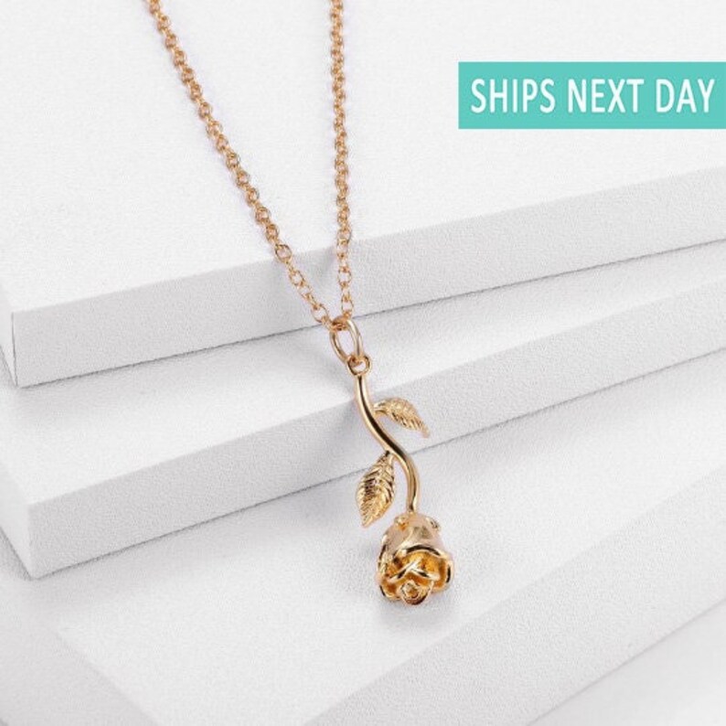 Rose Flower Necklace for Womengold Rose Necklace Giftpendant Etsy