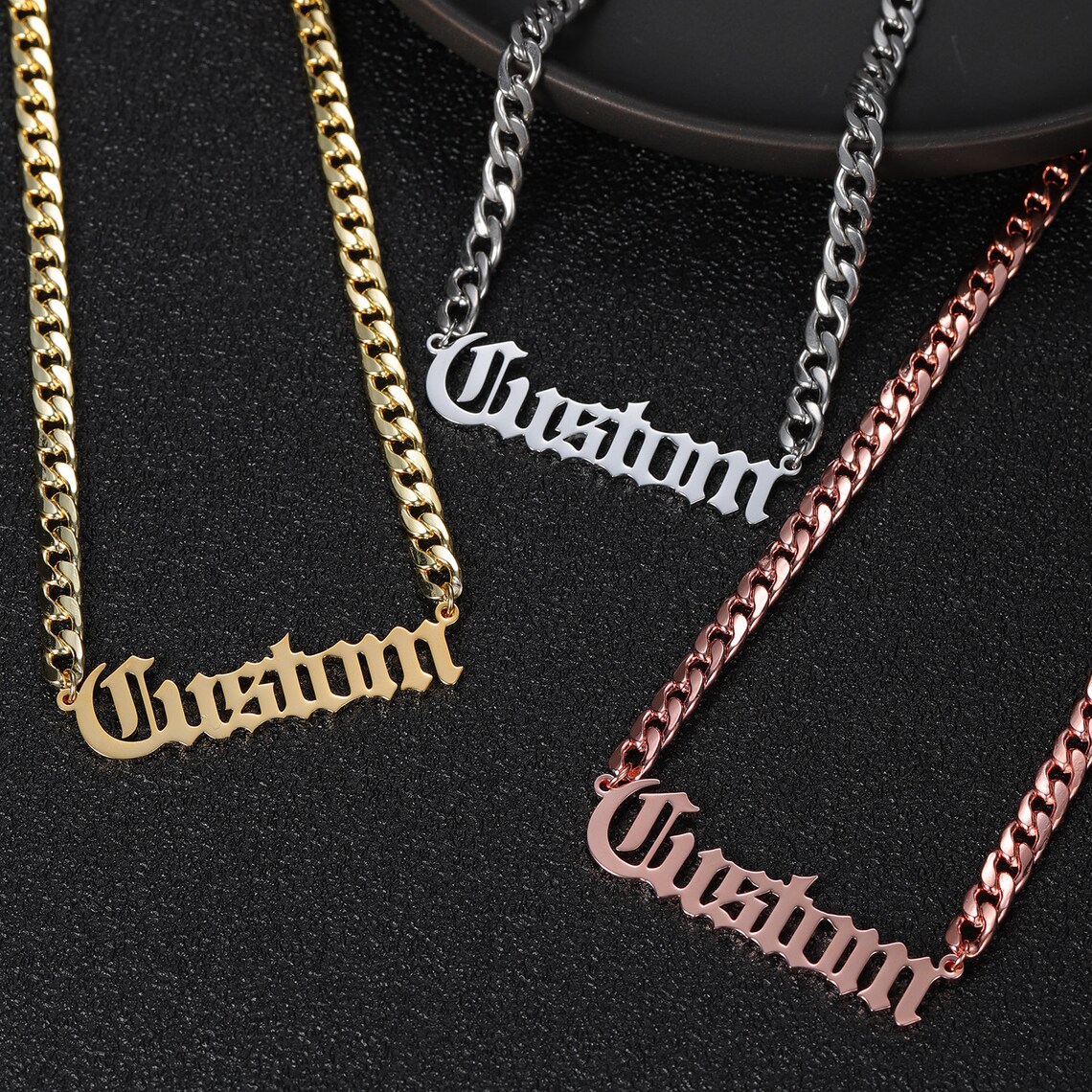 Was Heißt Kette Auf Englisch 18K alte englische Name Halskette Curb Kette Namen Halskette | Etsy
