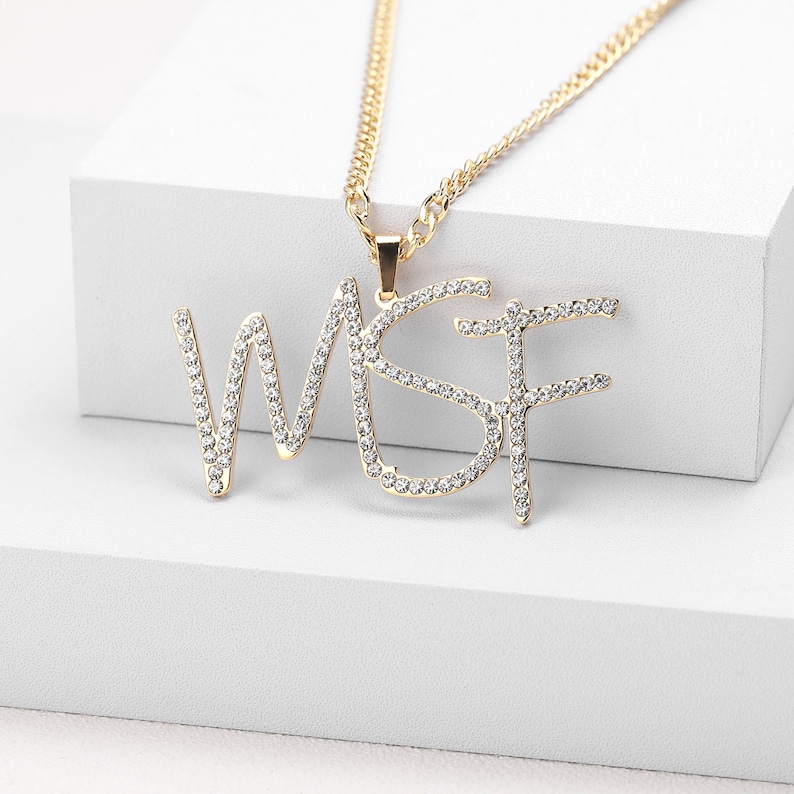Fashion Custom Diamond Name Necklace,925 Sterling Silver Pendant Necklace,Personalized Natural Diamond Initial Necklace,Minimalist Necklace