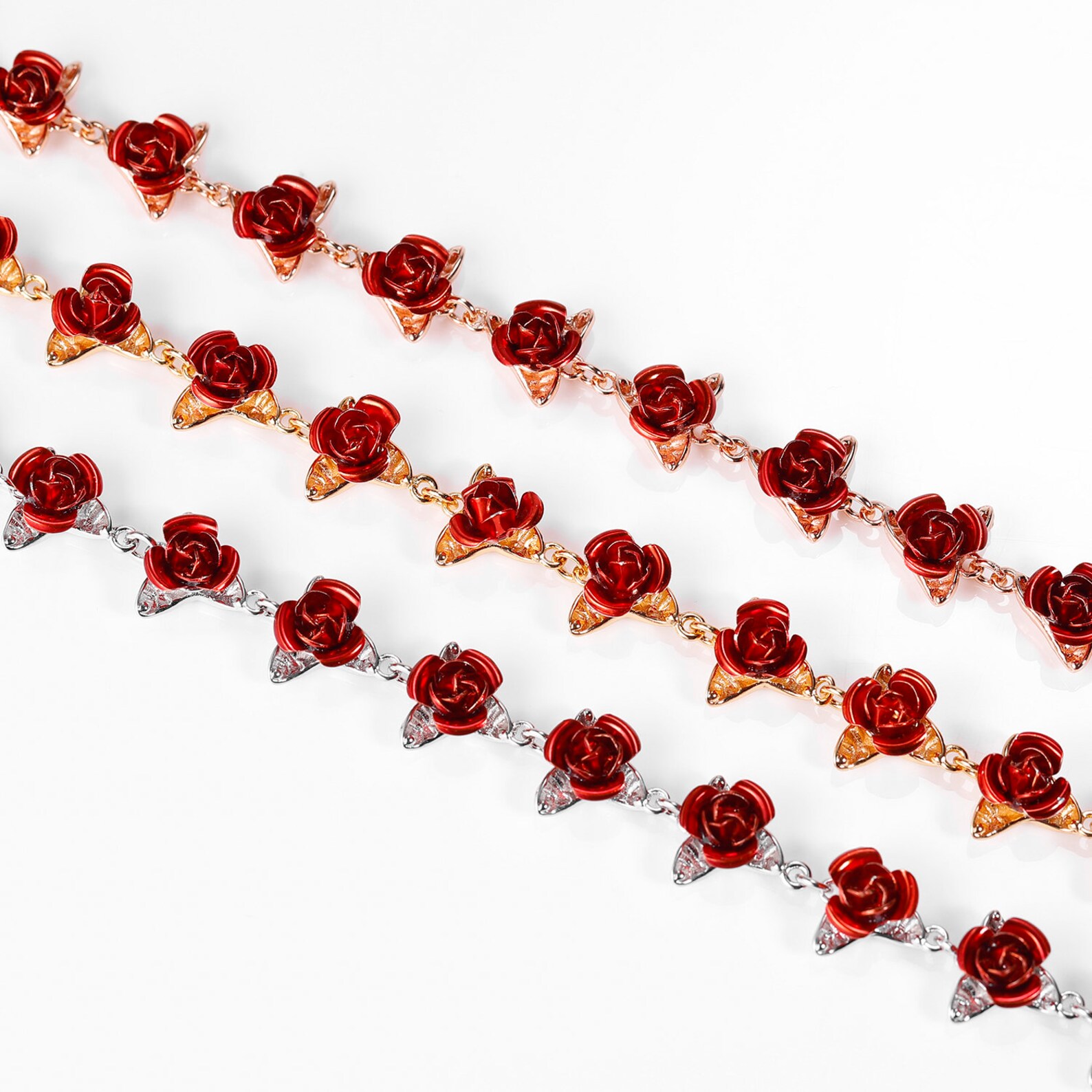 Charm Red Rose Flower Braceletbridesmaid Gift Wedding Etsy