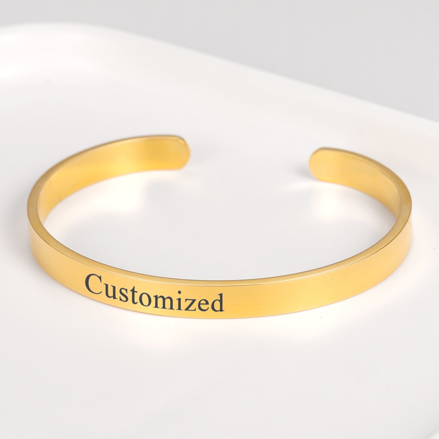 Customized Name Text CuffEngraved Your Own Text Bracelet Etsy
