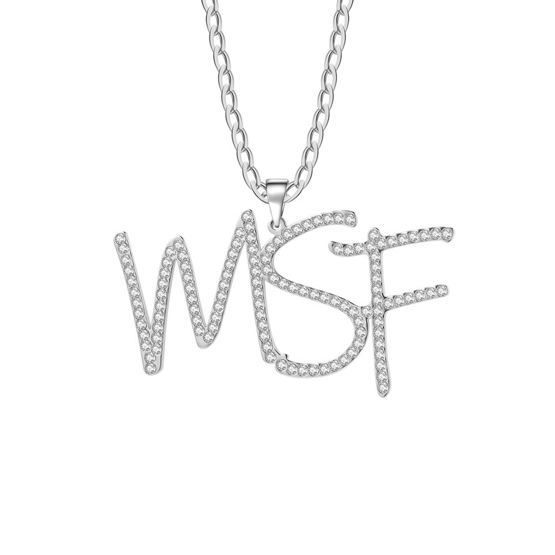 Fashion Custom Diamond Name Necklace,925 Sterling Silver Pendant Necklace,Personalized Natural Diamond Initial Necklace,Minimalist Necklace