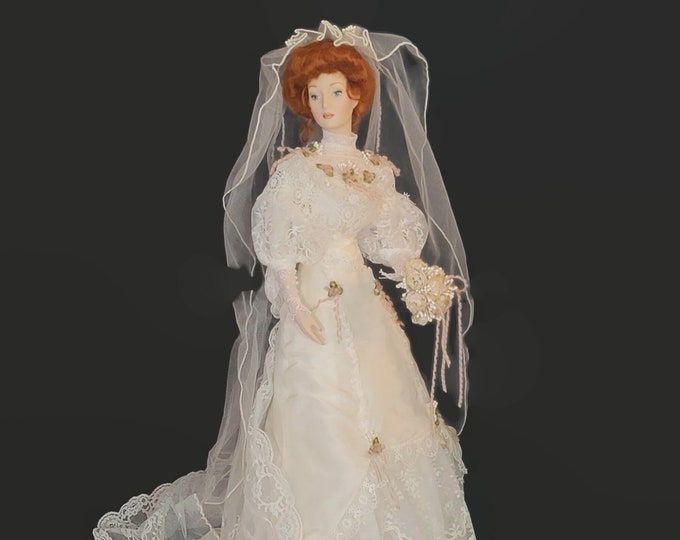 Franklin Mint Heirloom Dolls 125th Anniversary Gibson Girl Bride Doll 21"