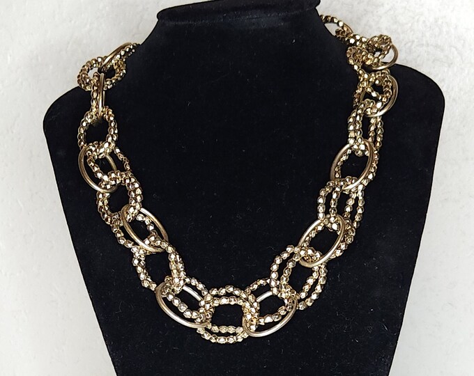 Vintage Liz Claiborne Signed Gold Tone Link Chain Necklace 19 Inch A-3-36