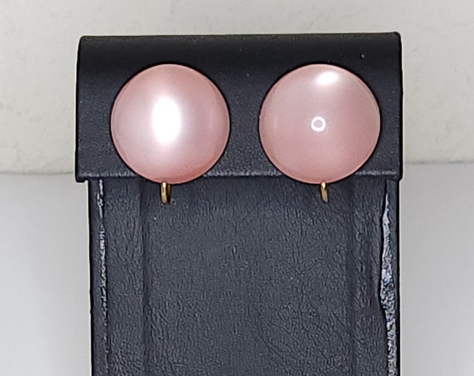 Vintage Pink Moonglow Lucite Clip-On Earrings C-2-51