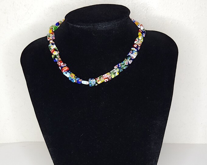 Vintage Millefiori Anklet or Child's Necklace 12 1/2 Inch A-7-68
