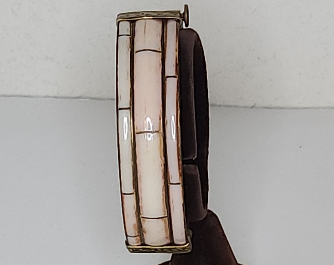 Vintage Brass and Dyed Bone Hinged Cuff Bracelet C-4-35