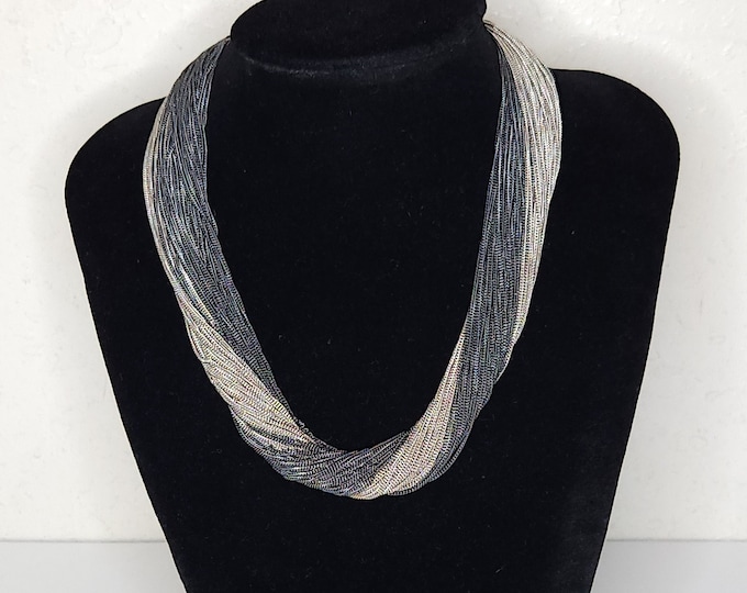 Hard to Find! 149 Grams Sterling BS&F Black Star and Frost Signed 105 Strand Two Tone Chain Necklace B-5-65