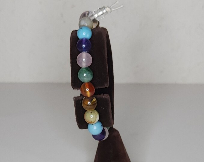Vintage New Old Stock Semi Precious Stone Multicolor Stretch Bracelet B-1-1