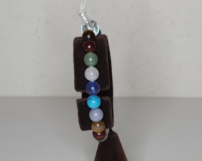 Vintage New Old Stock Semi Precious Stone Multicolor Stretch Bracelet B-1-2