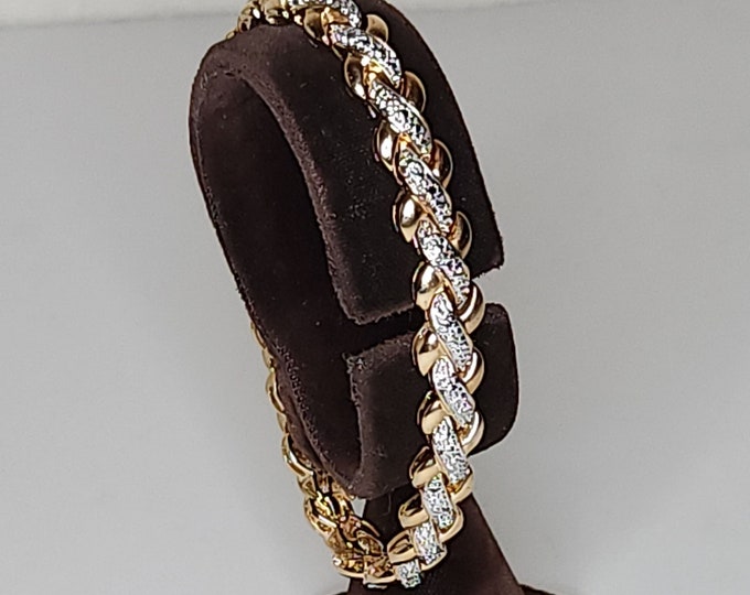 Vintage Vermeil 925 Diamond Look X Bracelet B-5-46