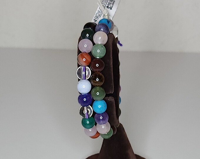 New Old Stock (NOS) Semi-Precious Stone Stretch Bracelet Set of Two A-6-76