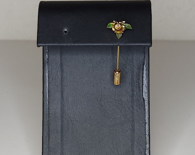 Vintage Small Rose and Leaves Stick Pin A-7-90