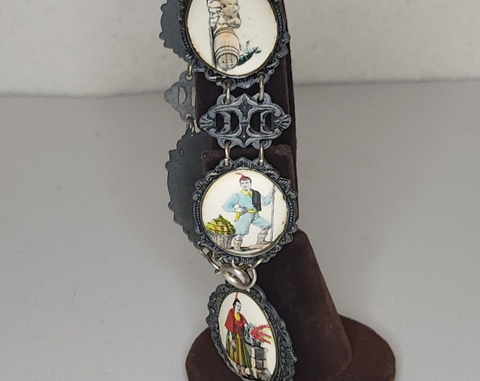 Antique Story Teller Panel Bracelet - Paper with Clear Coating B-4-53