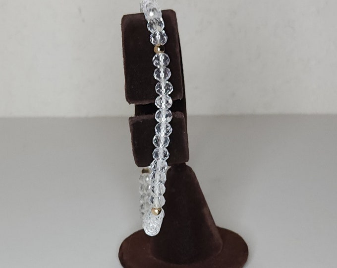 Vintage Clear Beaded 9 Inch Anklet A-7-66