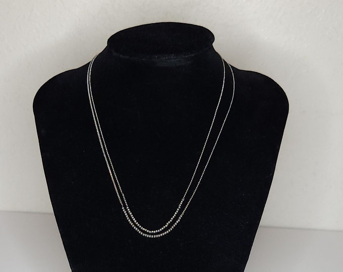 Vintage Silver Tone Two Strand Serpentine Chain with Silver Tone Beads A-1-57