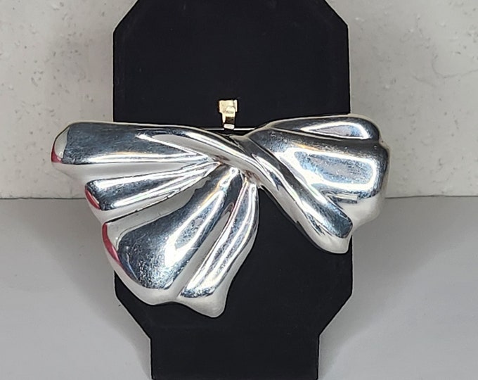 Vintage Taxco 925 Mexico Marked 23 Grams Modernist "Bow" Ribbon Brooch Pin D-4-82
