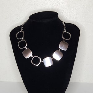 NOS Macy&#39;s MWS Sterling Silver 925 Marked Squares and Cutout Necklace B-5-41
