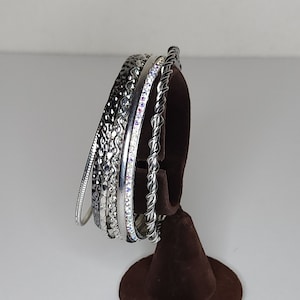 Vintage Silver Tone Various Design Bangle Stack B-1-99