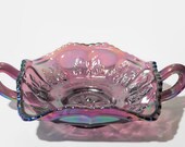 1980 39 s Fenton Butterfly Carnival Amethyst Glass 2 Handled Bon Bon Candy Dish