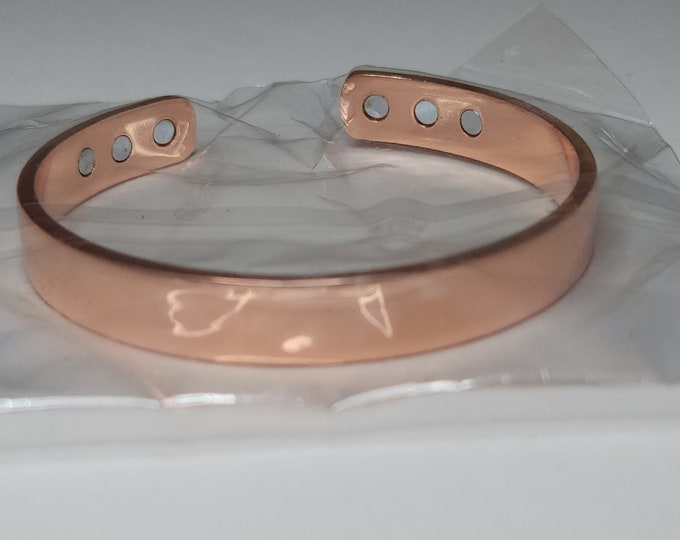 Rose Gold Tone Adjustable Cuff Bracelet with Magnets A-3-13