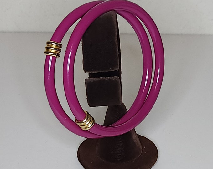 Vintage Purple Glass Bangles with Gold Tone Accent A-3-49-RRH