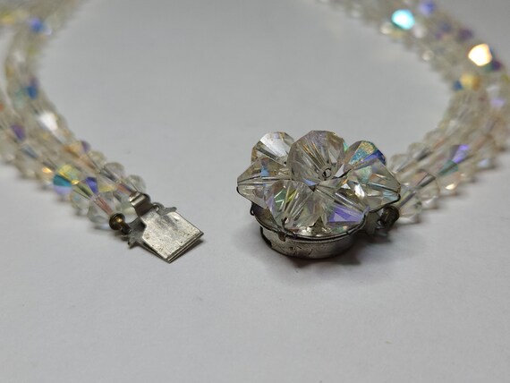Vintage Two Strand Iridescent Clear Glass Diamond… - image 5