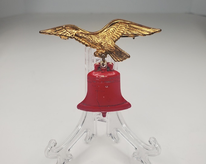Vintage Eagle with Pass and Stow Red Liberty Bell Pin D-6-20