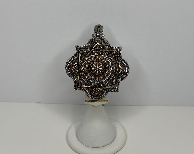 RMN-Roman Brand Two Tone Ornate Medallion Pendant D-7-85