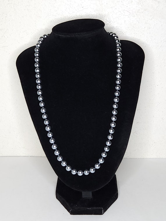 Vintage Nakar Blue Glass Faux Pearls Necklace in … - image 1