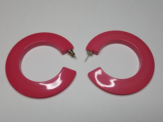Vintage Three Pairs of Pink 1980's Style Plastic … - image 3