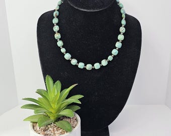 Vintage Turquoise and Sterling Bead 17" Necklace D-4-5