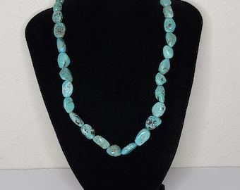 Vintage Jay King "DTR" Desert Rose Trading Signed Turquoise and Sterling Necklace C-8-53