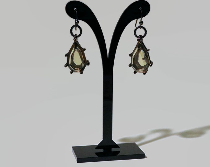 Vintage Chicos Oval / Pear Faux Citrine Drop Earrings in Bronze Tone