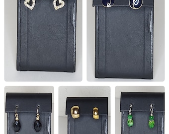 Vintage 5 Pairs of Dangle, Semi-Hoops, and Stud Earrings - Hearts, Blue, Black, Gold Tone, Green B-4-77