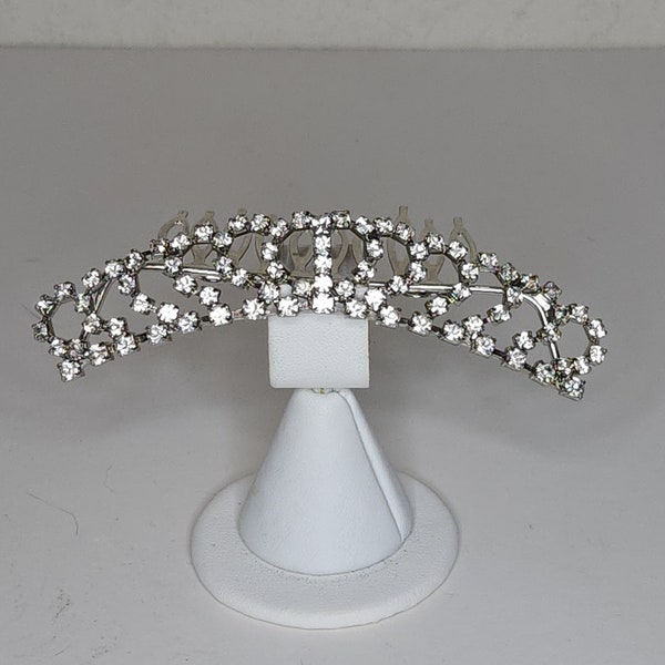 Tiara Vintage Vofler Crown Con Pettine - Corona Da Regina Con Strass E Cristalli - Foto 5